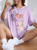 T-shirt imprimé 100% coton à col rond